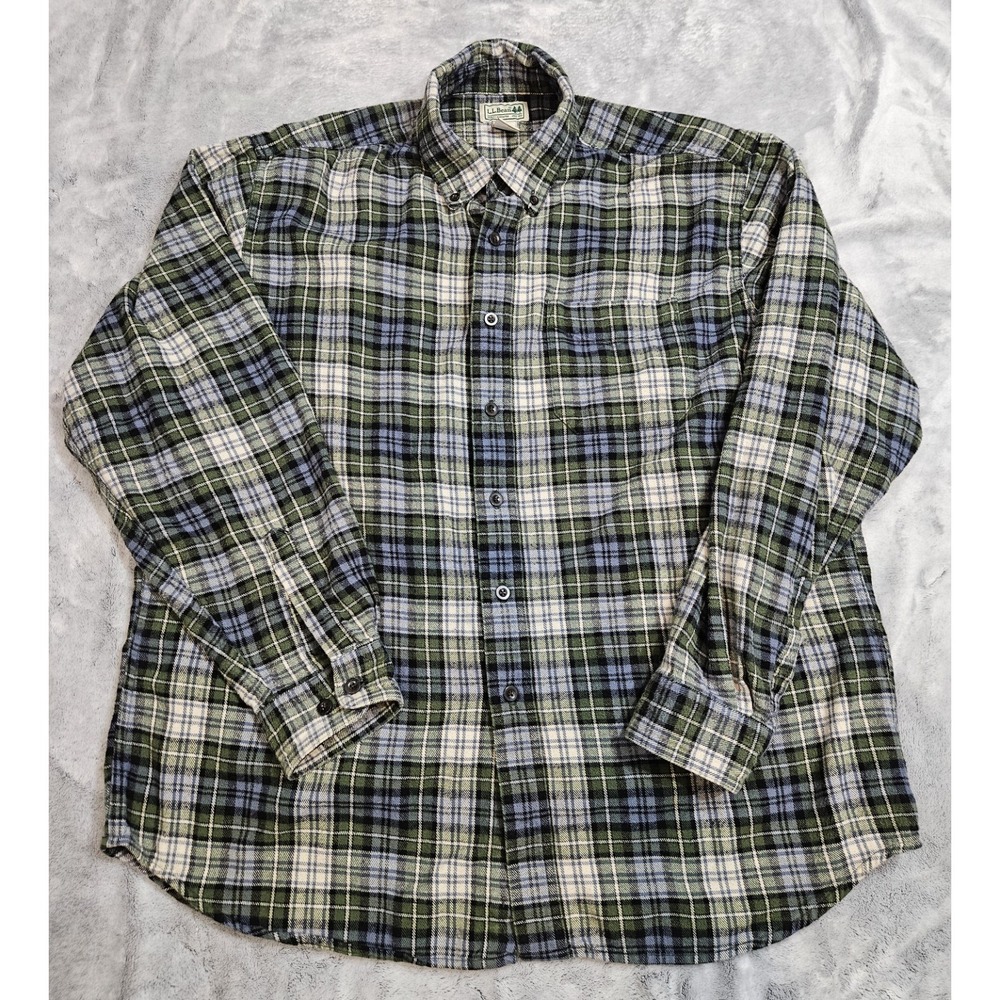 LL Bean Long Sleeve Plaid Flannel Shirt Men's Size Large